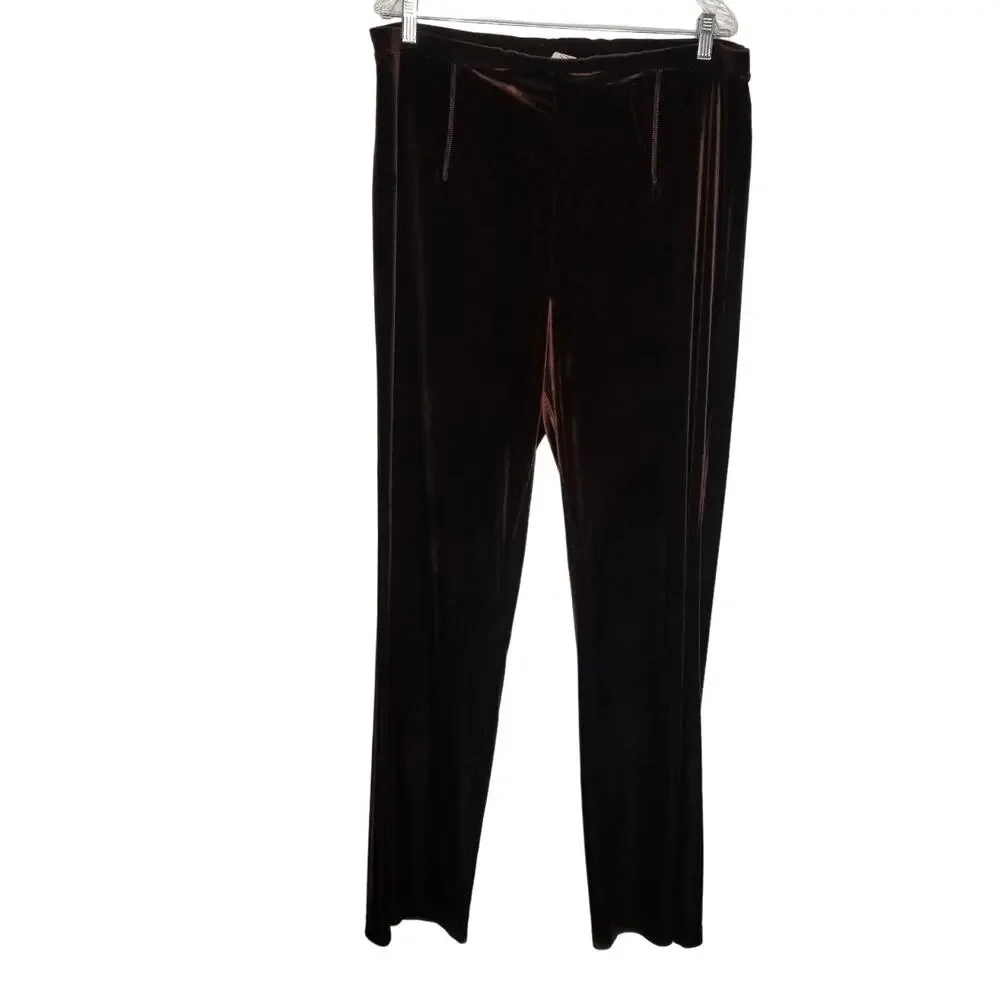 Avenue Women's Velour Loungewear Set, Brown 2Pc Blouse and Pant Size 14/16 Tall